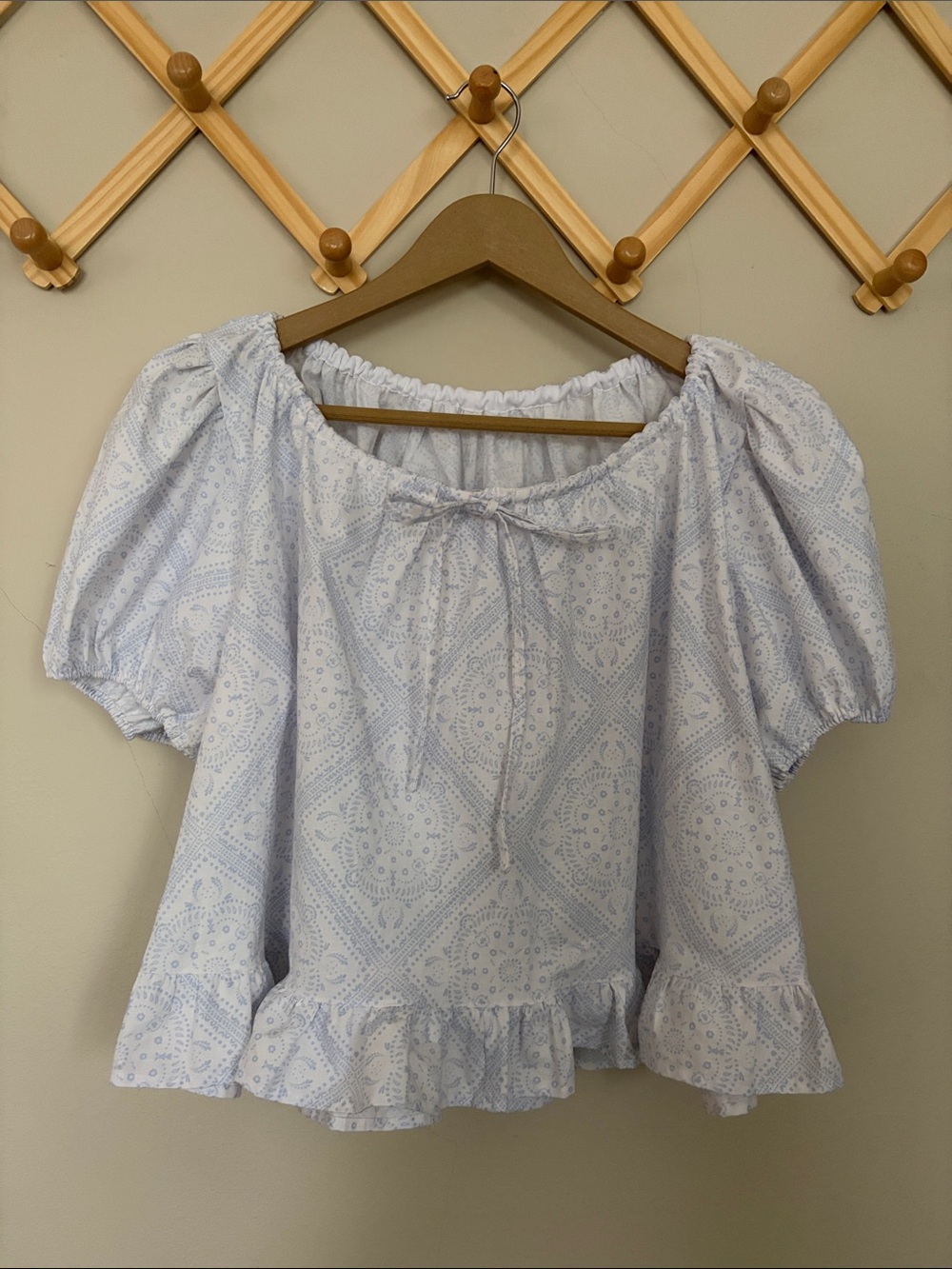 Light blue print cotton Celine blouse